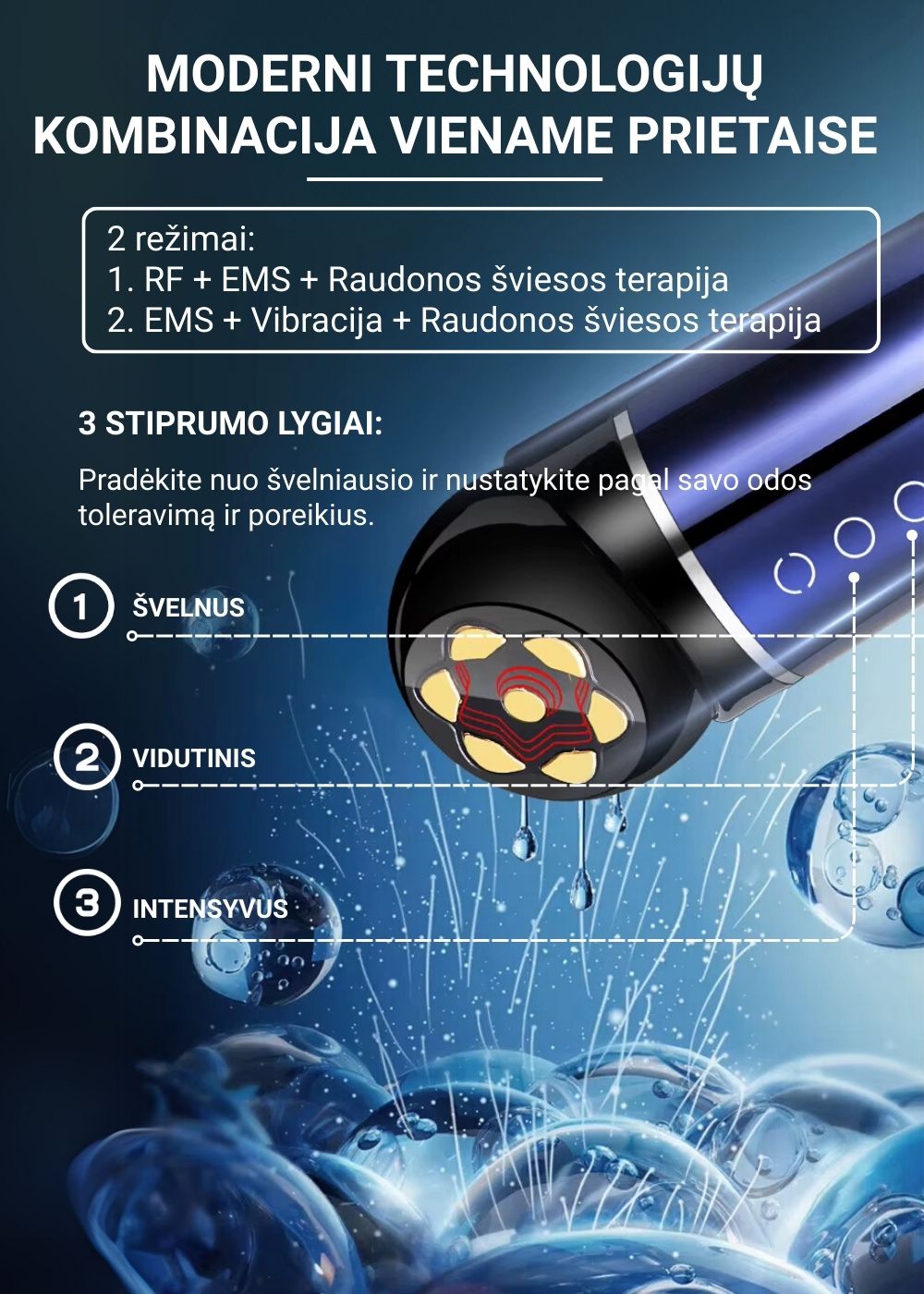 EMS mikro srovių ir RF funkcijų Fit2 prietaisas odai jauninimui
